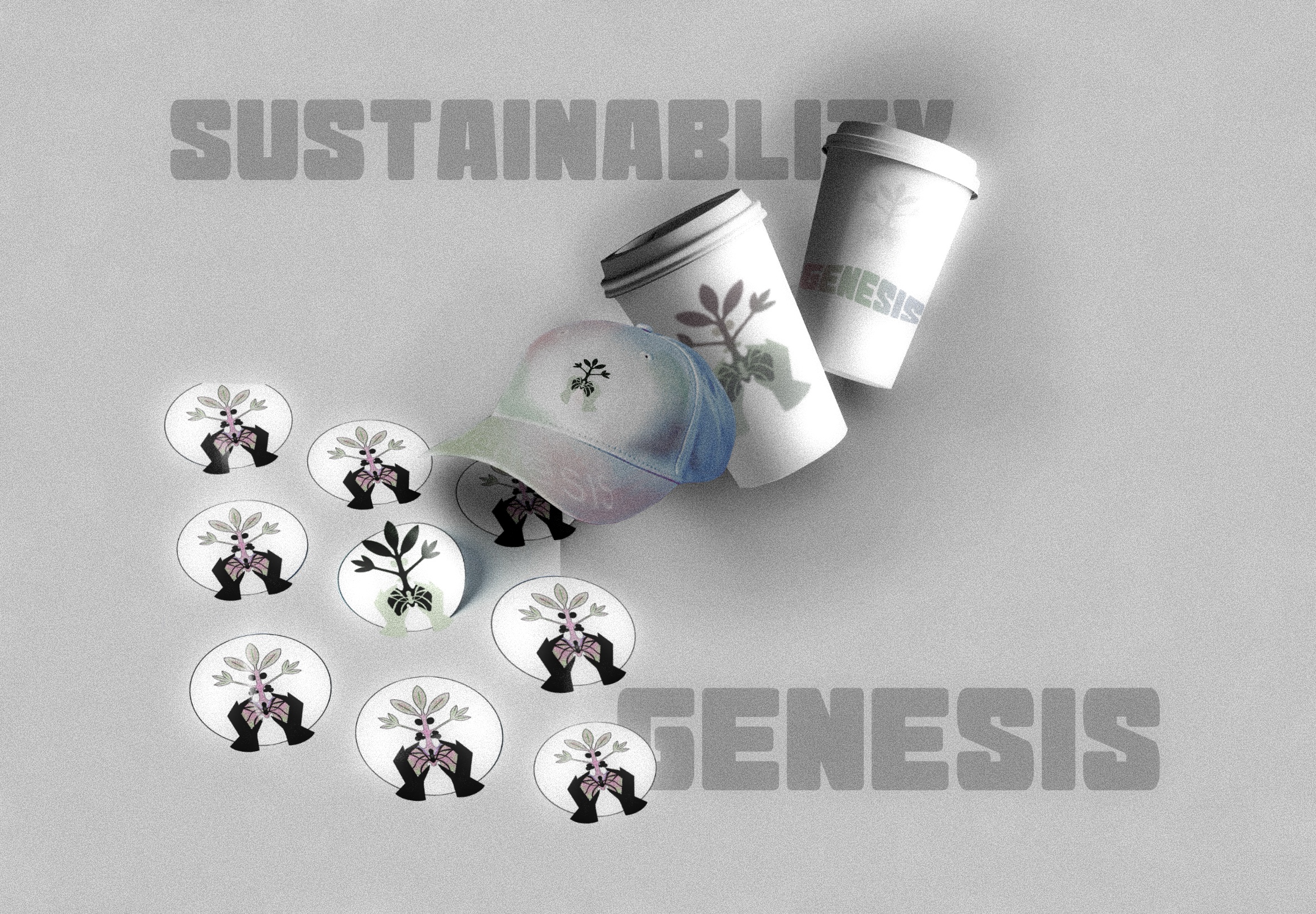 Branded cups and stickers
